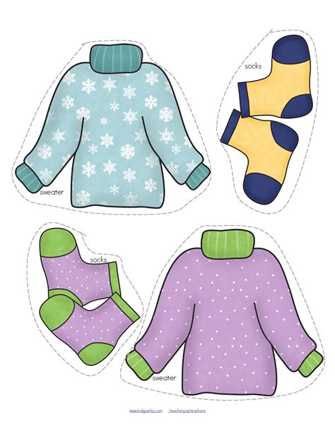 winter clothes sort categorizing centers  printables