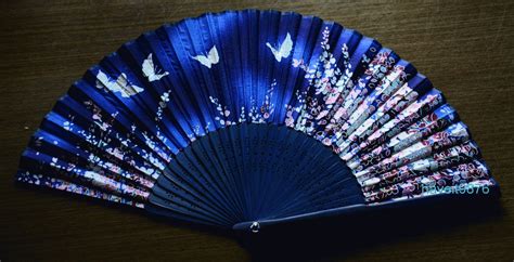 japanese hand fan hand  silky fabric folding fan dark