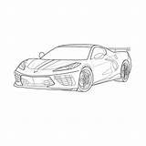 Drawing Line Corvette C8 Chevrolet Vector Cars Illustration Car Drawings Cool Etsy Easy Coloring Pages Choose Board 2021 Sheets sketch template