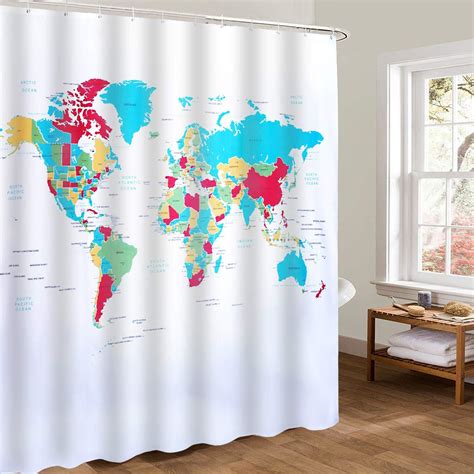 world map shower curtain waterproof colorful shower curtain 71 x 71