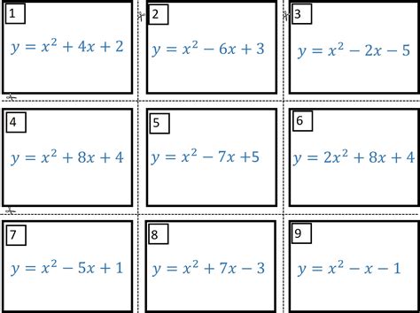 completing  square activity math educational resources ten tors math