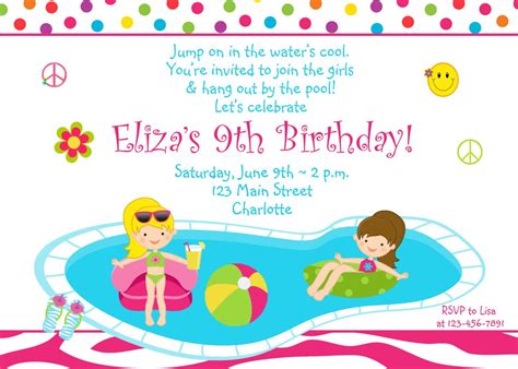 printable pool birthday party invitation