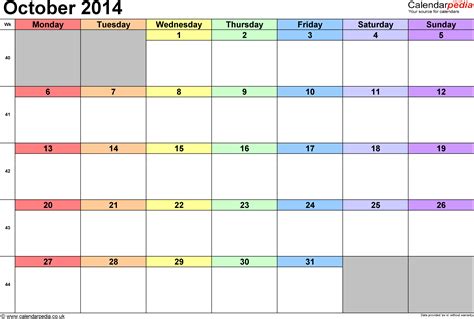 calendar october 2014 uk bank holidays excel pdf word