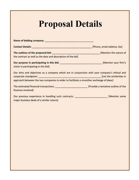 bid proposal templates   templates study