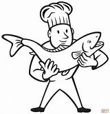Pescado Professions Cocinero Koch Kucharz Ausmalbilder Zawody Forelle Imprimir Ausmalbild Pstrąga Kolorowanka Profesiones Trout sketch template