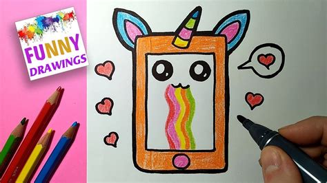 draw  cute phone easy  kawaii drawings  children youtube