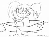 Coloring Girl Canoe Canoeing Boy Ws sketch template