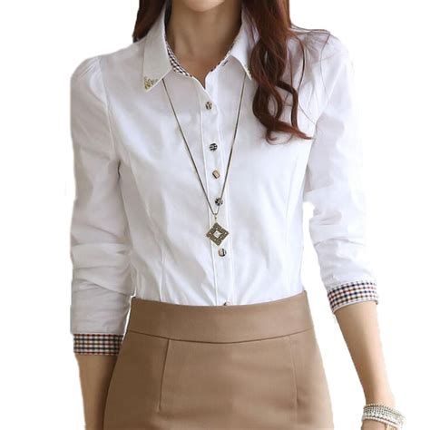 Women Formal White Shirts S 5xl Long Sleeve Female Lady Casual Blouse