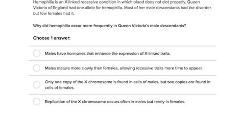 sex linked traits practice khan academy