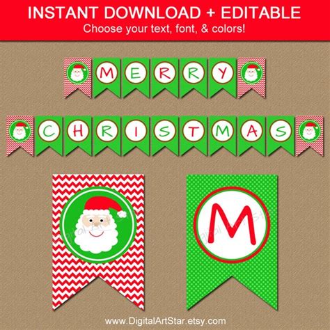 christmas editable banner diy printable holiday  digitalartstar
