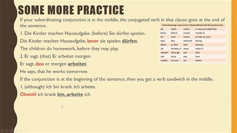 german subordinating conjunctions youtube