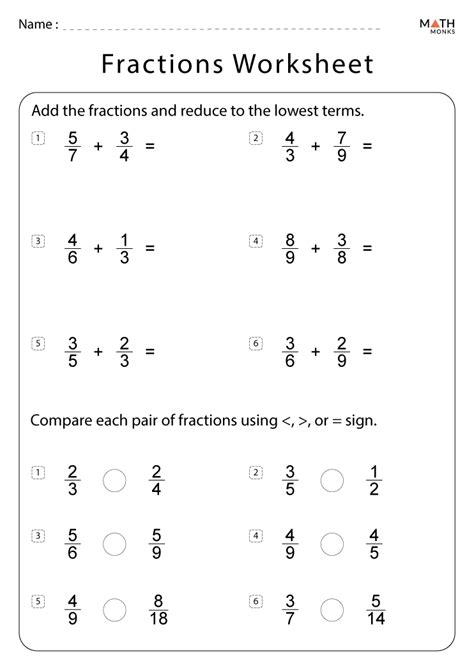 grade fractions worksheets math monks
