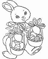 Easter Coloring Basket Pages Cute Baskets Rabbit Kids sketch template