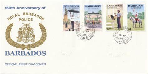 barbados 1985 150th anniversary of royal barbados police fdc