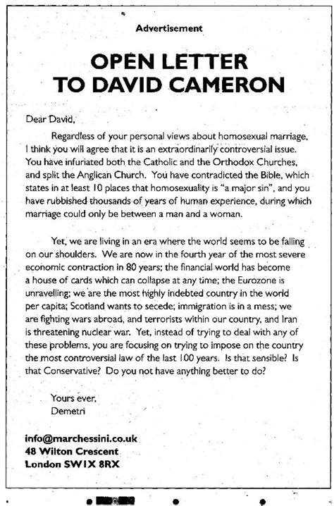 Umblepie Same Sex Marriage Open Letter To David Cameron