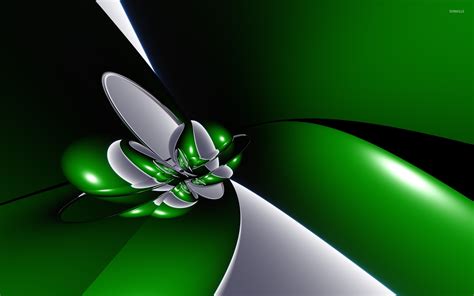 silver  green metallic shapes wallpaper abstract wallpapers