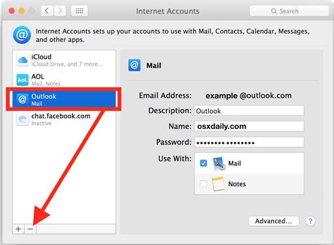 remove  email account  apple mail ucsb support desk collaboration