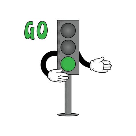 illustration  traffic light  retro cartoon character  traffic