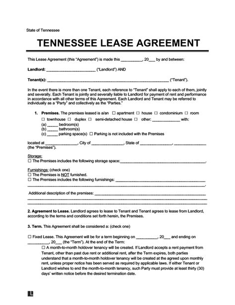tennessee residential leaserental agreement create