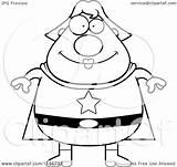 Cartoon Chubby Super Woman Clipart Outlined Coloring Vector Thoman Cory Royalty sketch template