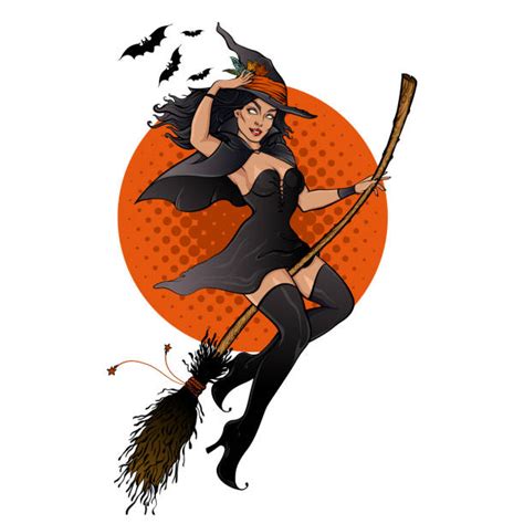 cartoon of a sexy witches illustrations royalty free vector graphics