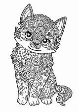Coloring Cat Cats Kids Kitten Little Pages Color Cute Print Patterns Children Complex Animals sketch template