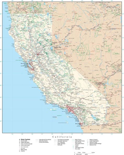california detailed map  adobe illustrator vector format detailed editable map  map