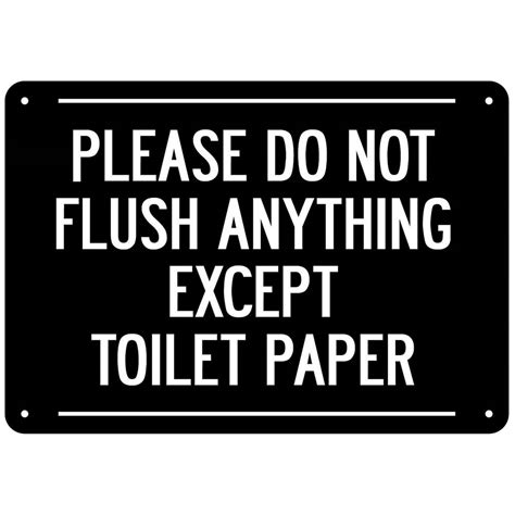 flush   toilet paper sign black aluminium