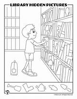 Library Hidden Kids Activities Woojr Books Worksheets Printable sketch template