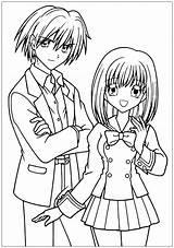 School Girl Anime Coloring Pages Boy Manga Drawing Printable Getcolorings Color sketch template