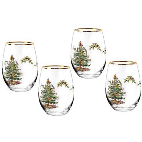 Spode Christmas Tree 2019 19 Oz Stemless Wine Glass