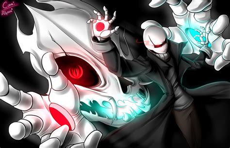 animated image   skeleton  glowing eyes  hands  front   black background