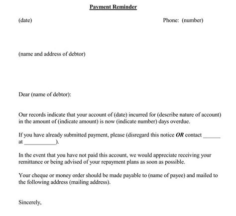 payment reminder letter format  samples examples