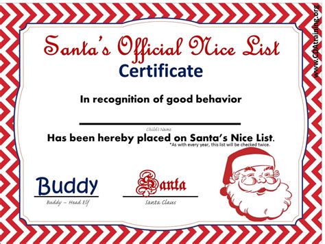 latest santas nice list certificate template  ideas