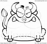 Bull Mad Cartoon Chubby Clipart Outlined Coloring Vector Cory Thoman Getdrawings Drawing Royalty sketch template