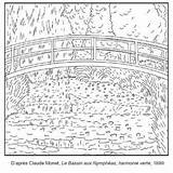 Monet Sheets Lilies Coloriage Nymphéas Bassin Aux Worksheets sketch template