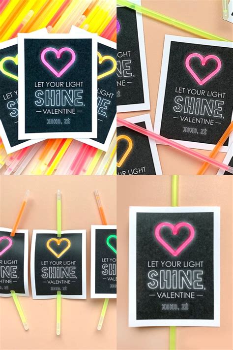 glow stick valentines  printables printable templates