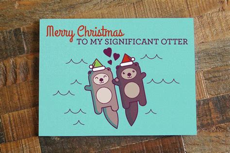 Cute Christmas Card For Significant Other Otter Pun Card Etsy Cute
