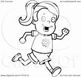 Running Girl Cartoon Clipart Coloring Outlined Vector Thoman Cory Royalty Getdrawings Illustration sketch template