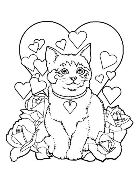 sweet kitty cat  valentines day coloring page kids play color