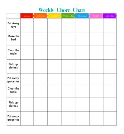good schedule   chore list template types
