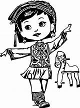 Coloring Dancing Girl Cartoon Digital Elegant Child Wecoloringpage Pages sketch template