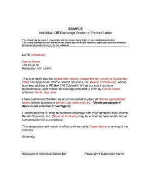 broker  record letter template  template pdffiller