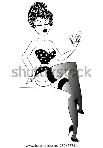 sexy pinup girl lingerie vector illustration stock vector royalty free