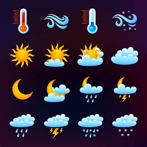 weather icon set black  vector art  vecteezy