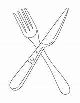Knife Fork Coloring Spoon Drawing Pages Clipart Line Cliparts Cutlery Drawings Kids Kitchen Getdrawings Getcolorings Printable Animation Color Library sketch template