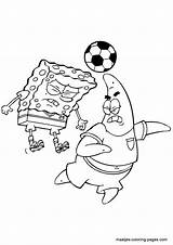 Spongebob Coloring Soccer Patrick Pages Playing Squarepants Print Maatjes Kids Cartoons Star Characters sketch template
