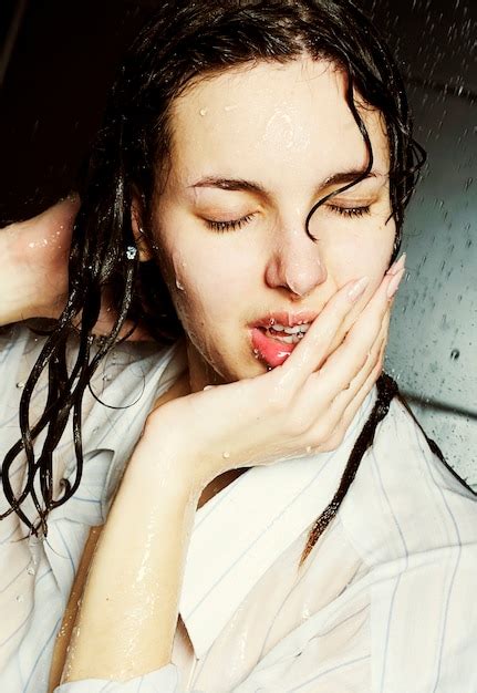 premium photo girl taking a shower