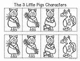Pigs Three Little Story Color Storyboard Character Fun Characters Retelling Cut Preschool Copies Blackline Template Retell Farm Colors Folktale Pig sketch template