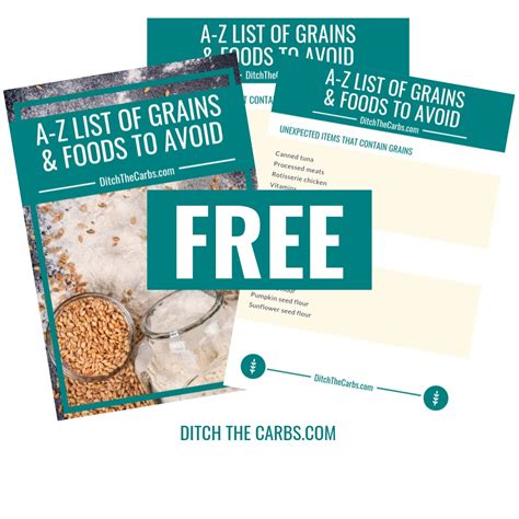 printable   list  grains foods  avoid